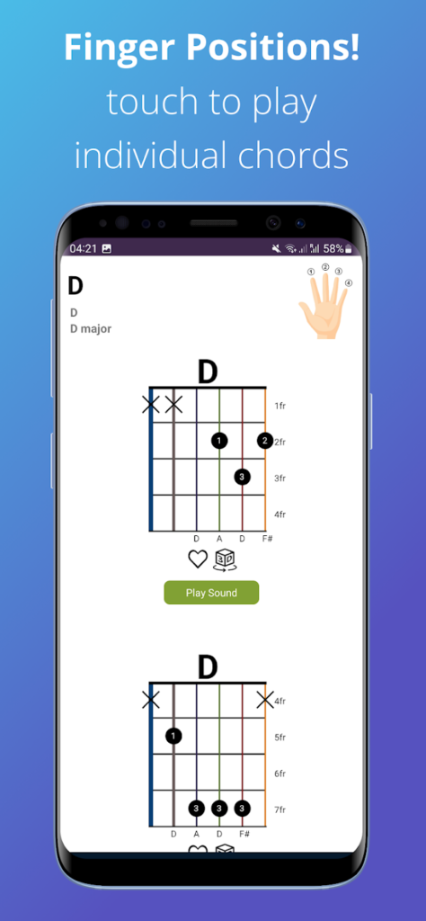 محیط برنامه Learn Guitar: 3000 Chords