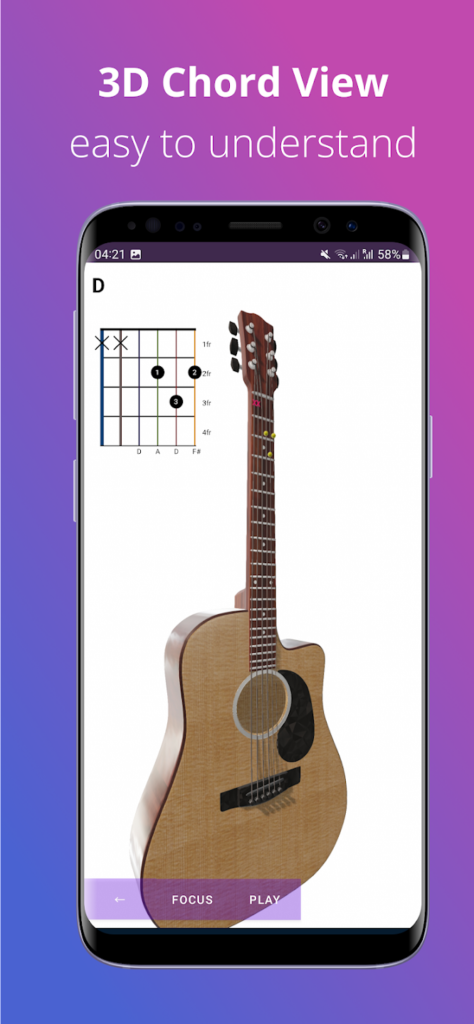 محیط برنامه Learn Guitar: 3000 Chords