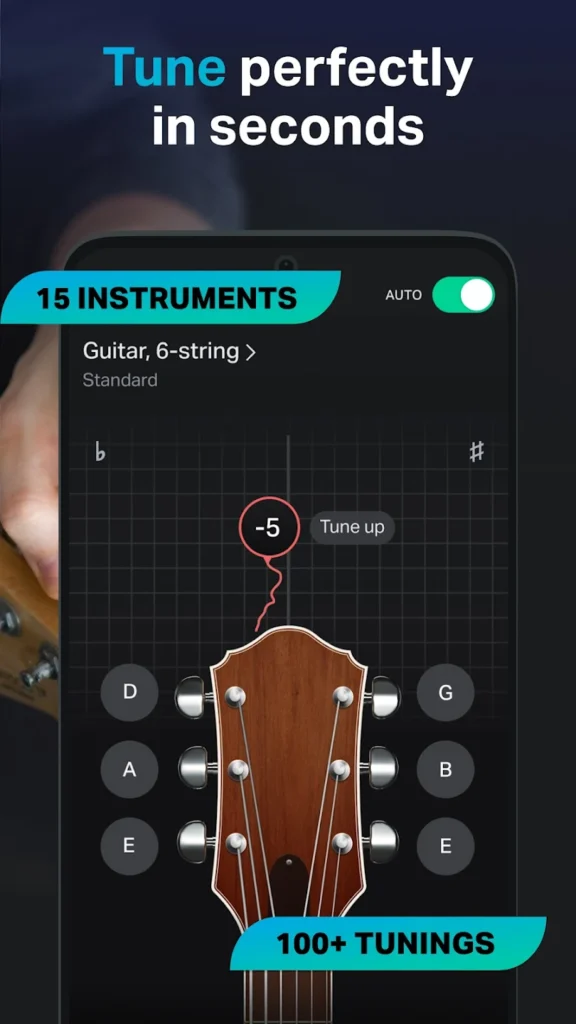 محیط برنامه Guitar Tuna