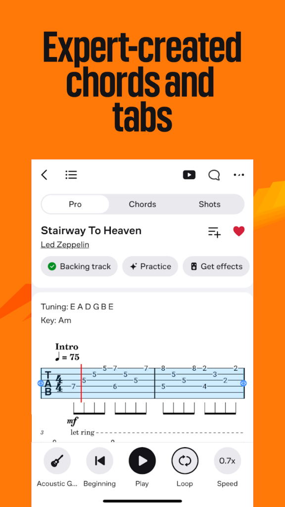 محیط برنامه Ultimate Guitar