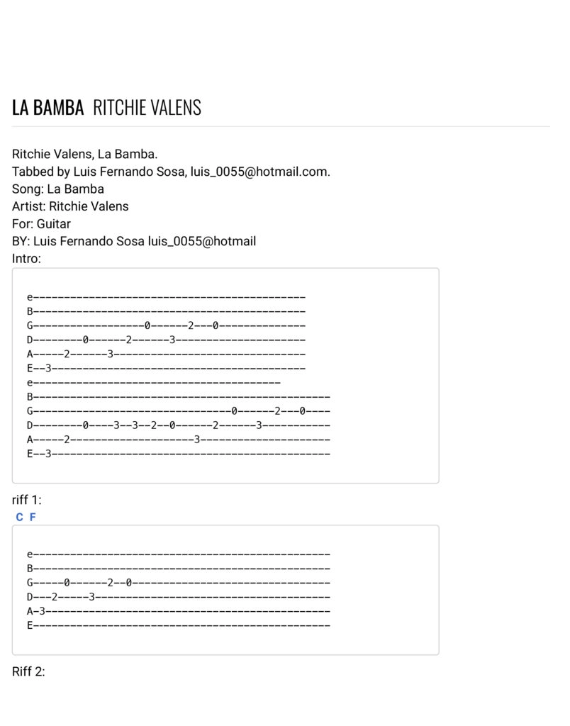 تبلچر آهنگ La Bamba