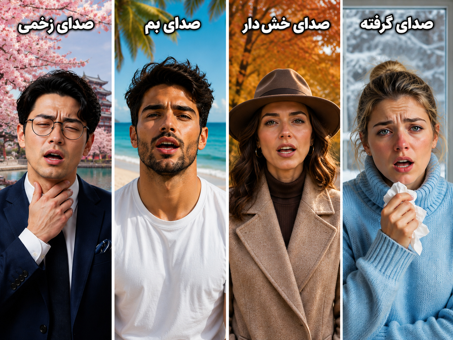 چند مدل صدای مختلف که با صدای خشدار اشتباه گرفته میشوند