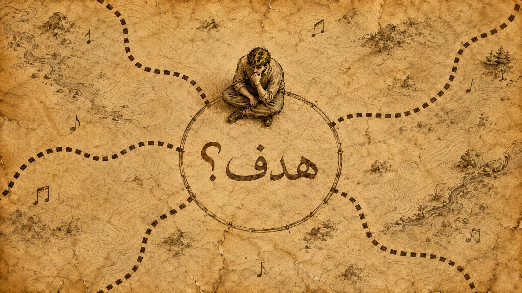 هنرجویی روی نقشه مسیر آواز نشسته و به اهدافش فکر می‌کند